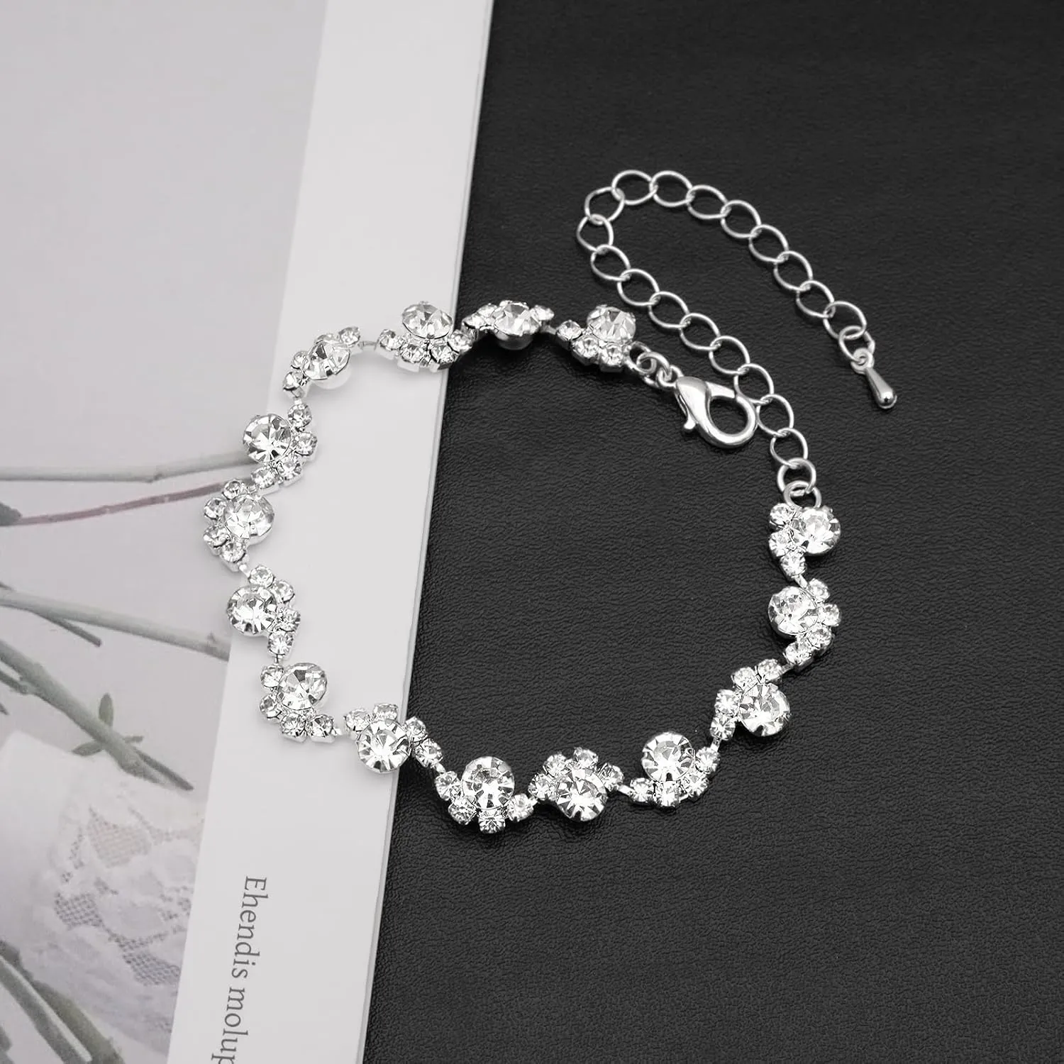 Elegant Necklace Earrings Bracelet Crystal Bridal Wedding Jewelry Sets for Brides Bridesmaid Prom Formal Costume Accessories for Women