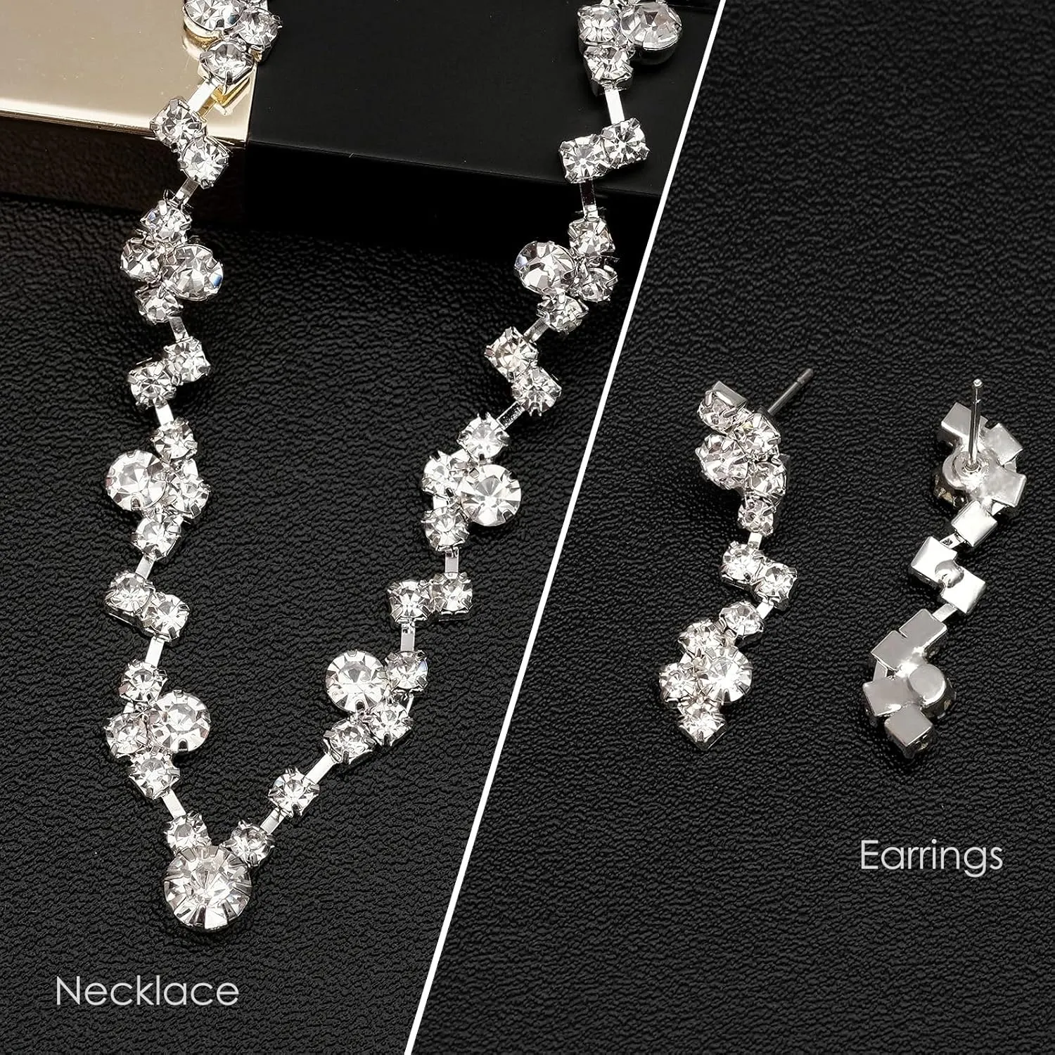 Elegant Necklace Earrings Bracelet Crystal Bridal Wedding Jewelry Sets for Brides Bridesmaid Prom Formal Costume Accessories for Women
