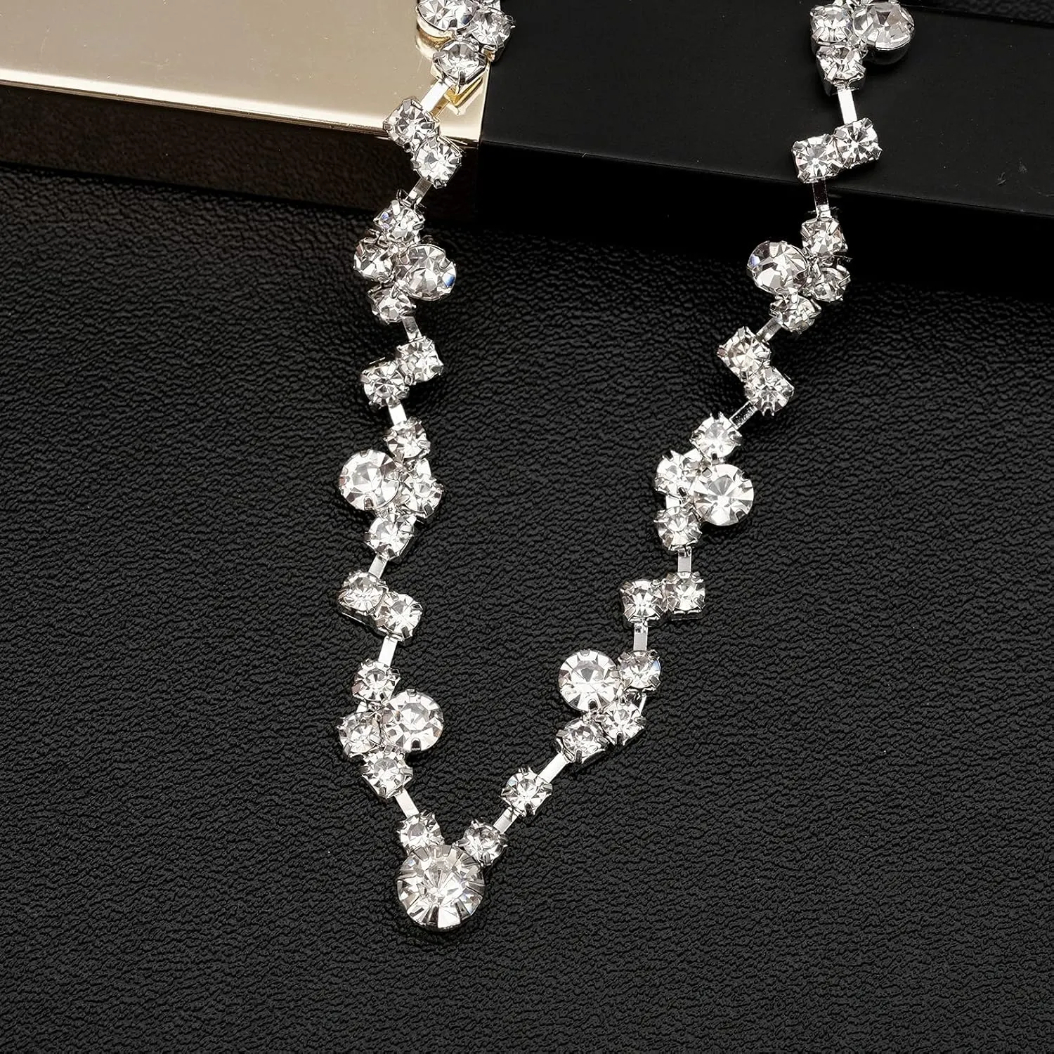 Elegant Necklace Earrings Bracelet Crystal Bridal Wedding Jewelry Sets for Brides Bridesmaid Prom Formal Costume Accessories for Women