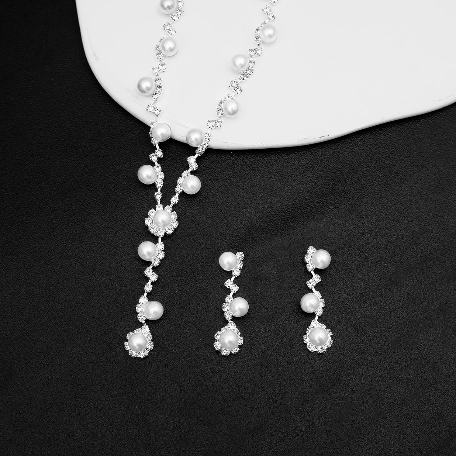 Elegant Necklace Earrings Bracelet Crystal Bridal Wedding Jewelry Sets for Brides Bridesmaid Prom Formal Costume Accessories for Women