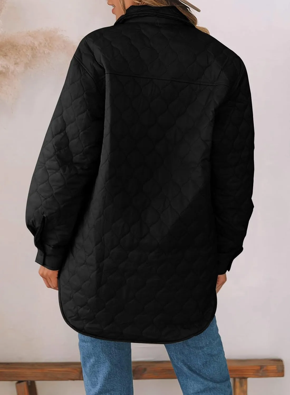 EVALESS Quilted Jackets for Women Lightweight Long Sleeve Button Down Puffer Jacket Warm Winter Coat Outerwear with Pockets