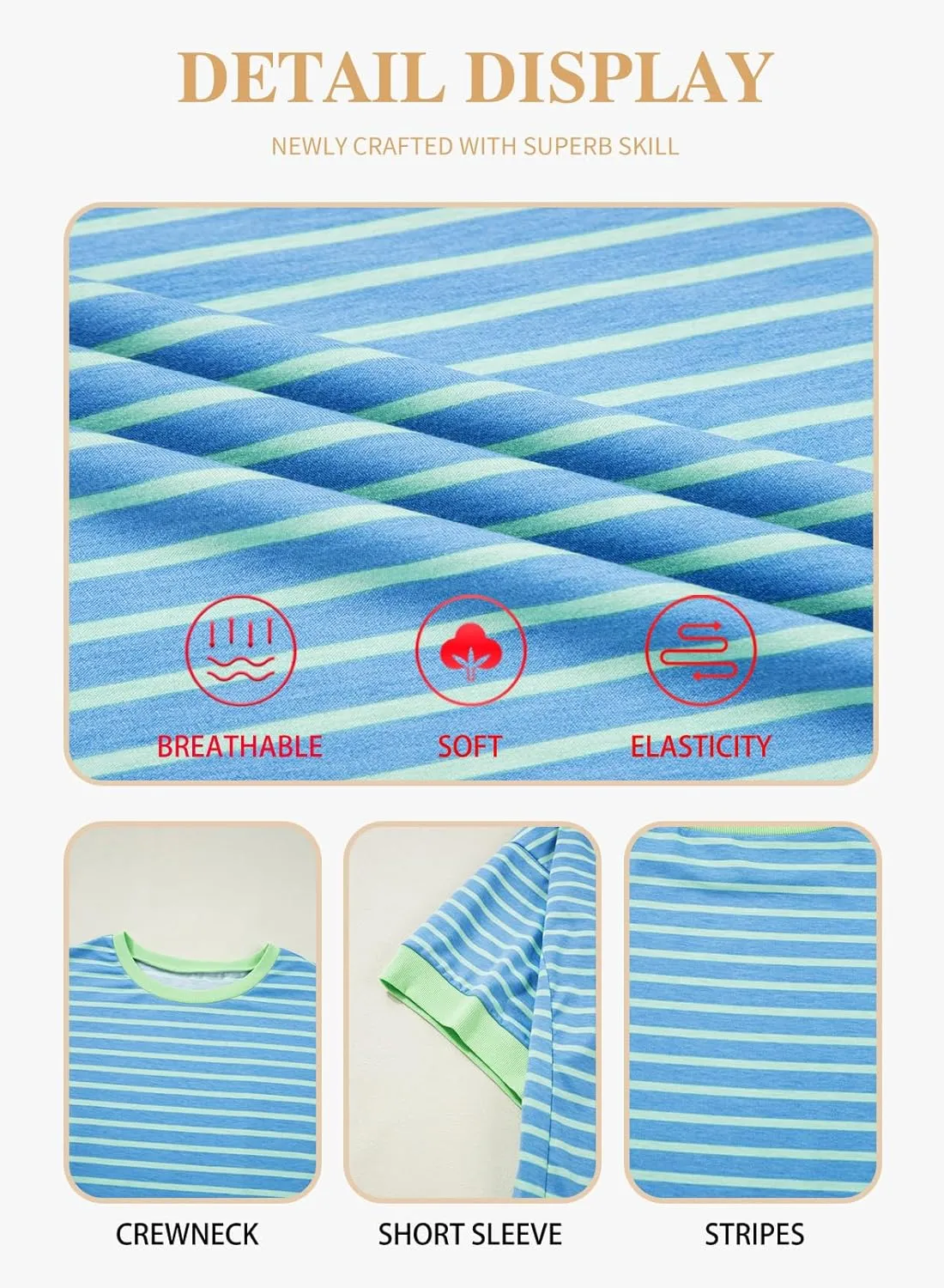 Eytino Womens Plus Size Tops Casual Short Sleeve Striped Color Block Shirts Crewneck Pullover T Shirts(1X-5X)