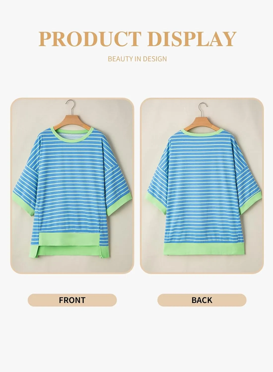 Eytino Womens Plus Size Tops Casual Short Sleeve Striped Color Block Shirts Crewneck Pullover T Shirts(1X-5X)