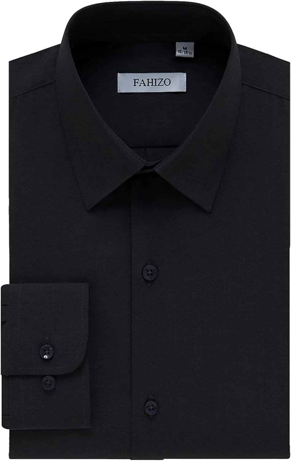 FAHIZO Men's Dress Shirt Casual Regular Fit Stretch Soild Long Sleeve Button Up Shirts