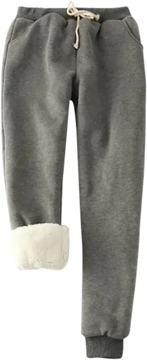 fartey Womens Fleece Lined Sweatpants Winter Sherpa Warm Joggers Pants Athletic Workout High Waist Casual Trousers