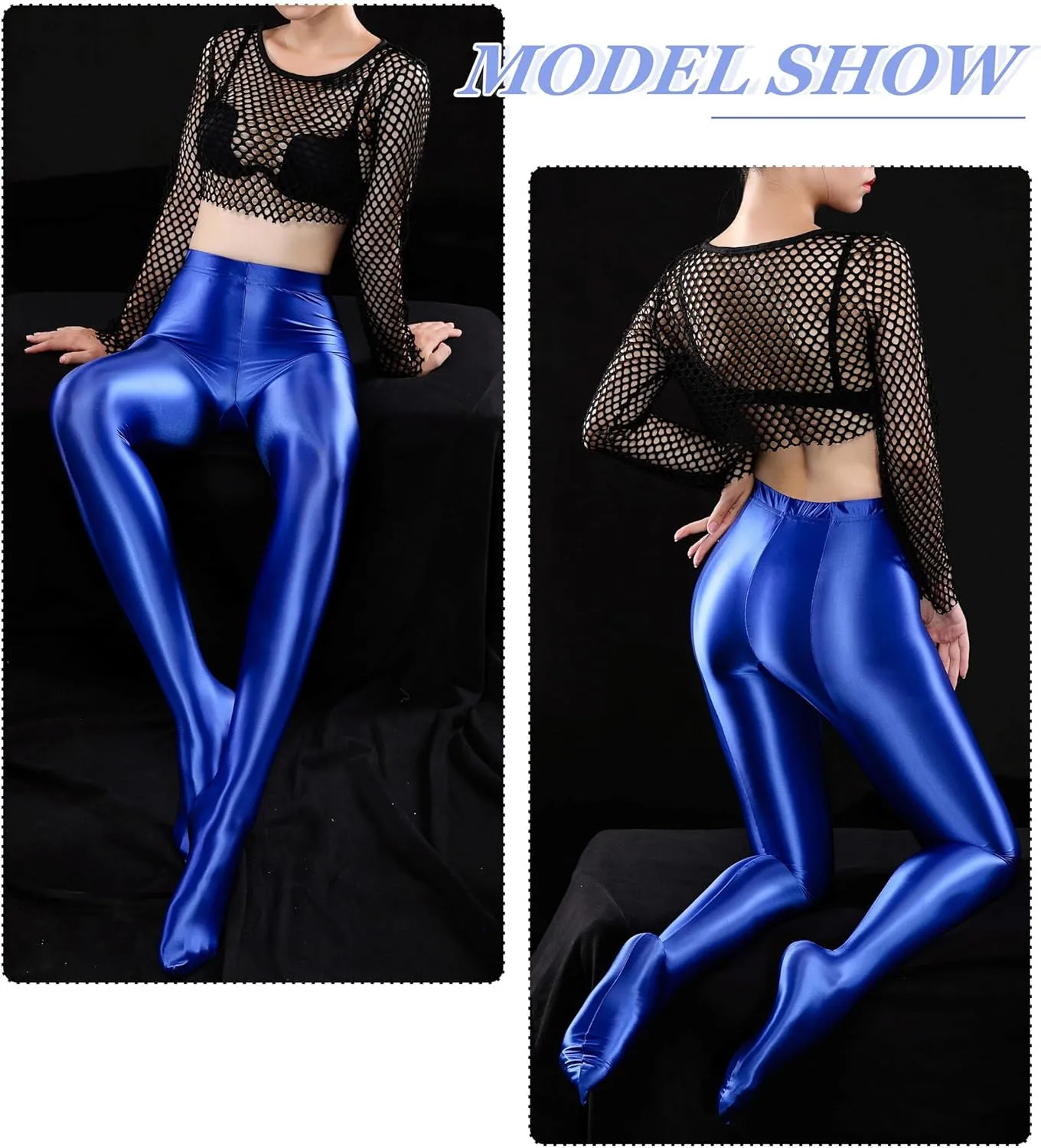 FEOYA Womens Shiny Pantyhose Pilates Yoga Sports Leggings Tights Opaque Glossy Trousers Workout Fitness Pant Stockings