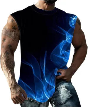 Finelylove Mens Tank Top Big and Tall Round Neck Sleeveless Summer Tank Tops Workout Tank Tops Casual Graphic Tees