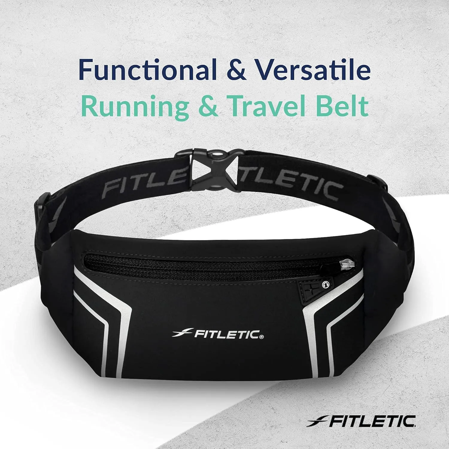 Fitletic Modern Sports Running Belt For Men & Women  Water Resistant Pouch - Fits All Smart Phones- Lightweight, Low Profile Design Lycra Coated With Inner Card Organizer Pocket