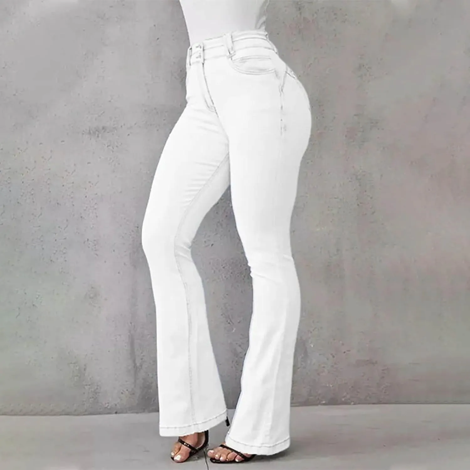 Flare Jeans for Women High Waist Stretch Bell Bottom Denim Leggings Slim Fit Straight Leg Trouser Fashion Casual Pant