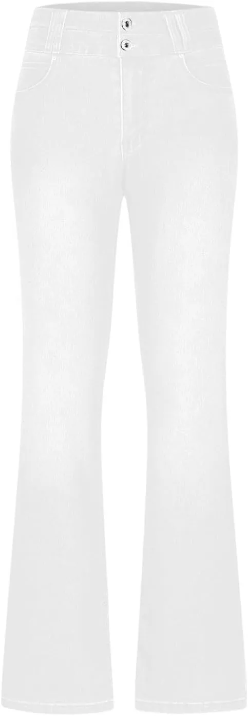 Flare Jeans for Women High Waist Stretch Bell Bottom Denim Leggings Slim Fit Straight Leg Trouser Fashion Casual Pant
