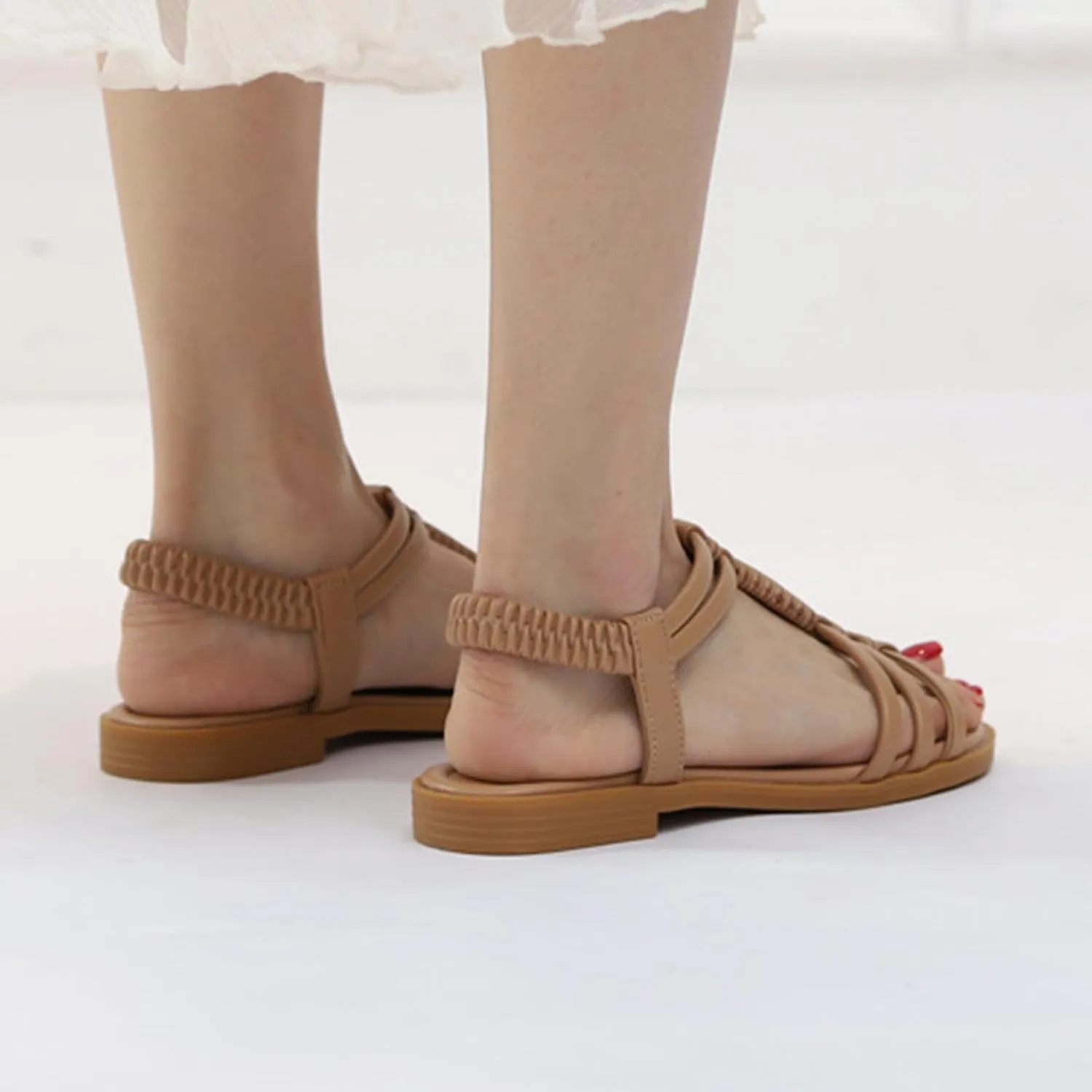 Flat Gladiator Sandals Women Comfortable Hollow Out Slip On Sandals Lightweight Beach Shoes with Adjustable Ankle Strap Slip On Shoes for Summer, Beach, Hiking & Casual Wear