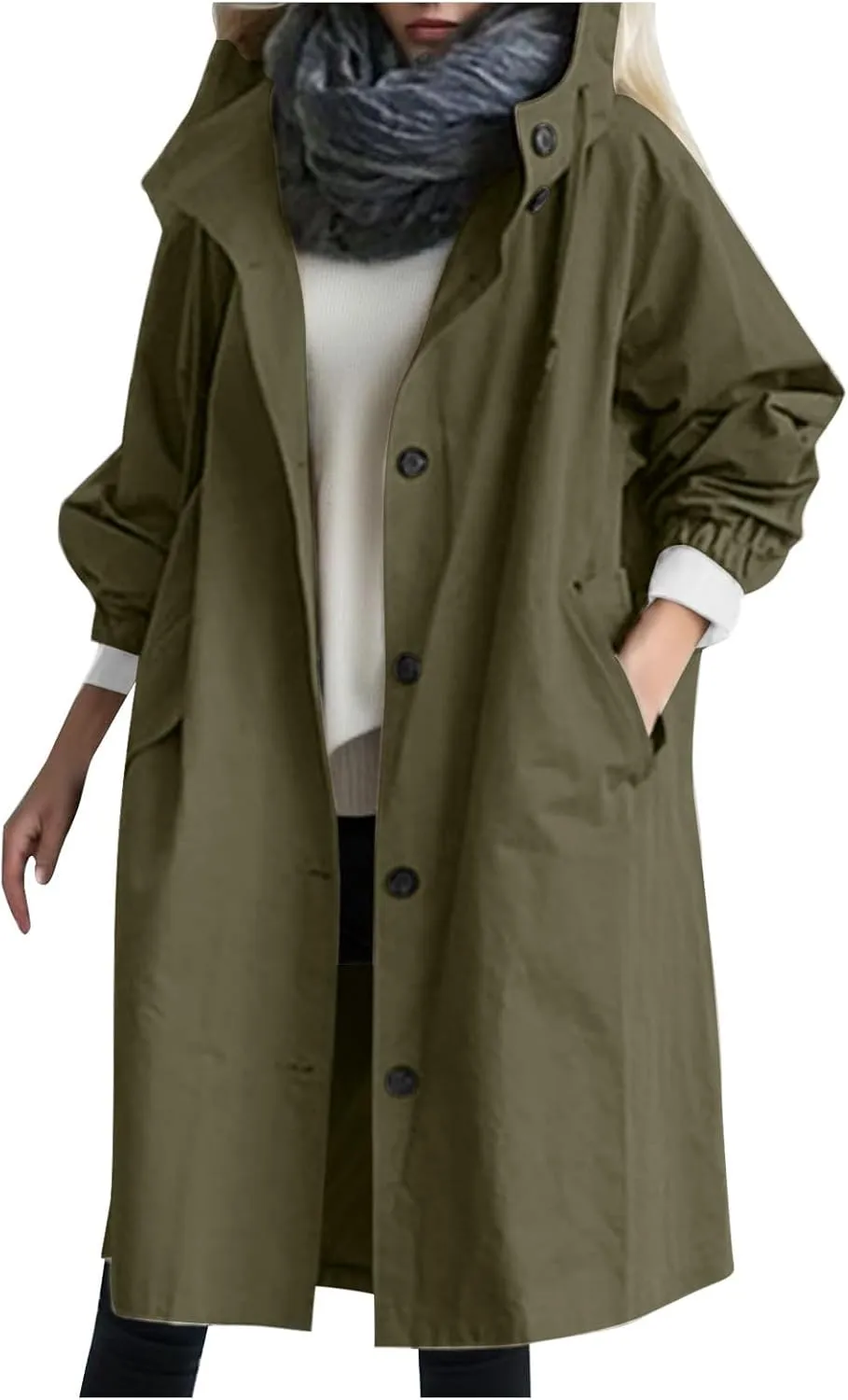 Fleece Jackets for Women Casual Fall Zip Up Light Coat Warm Mid Length Soft Cardigans Oversized Baggy Biker Coat Cozy