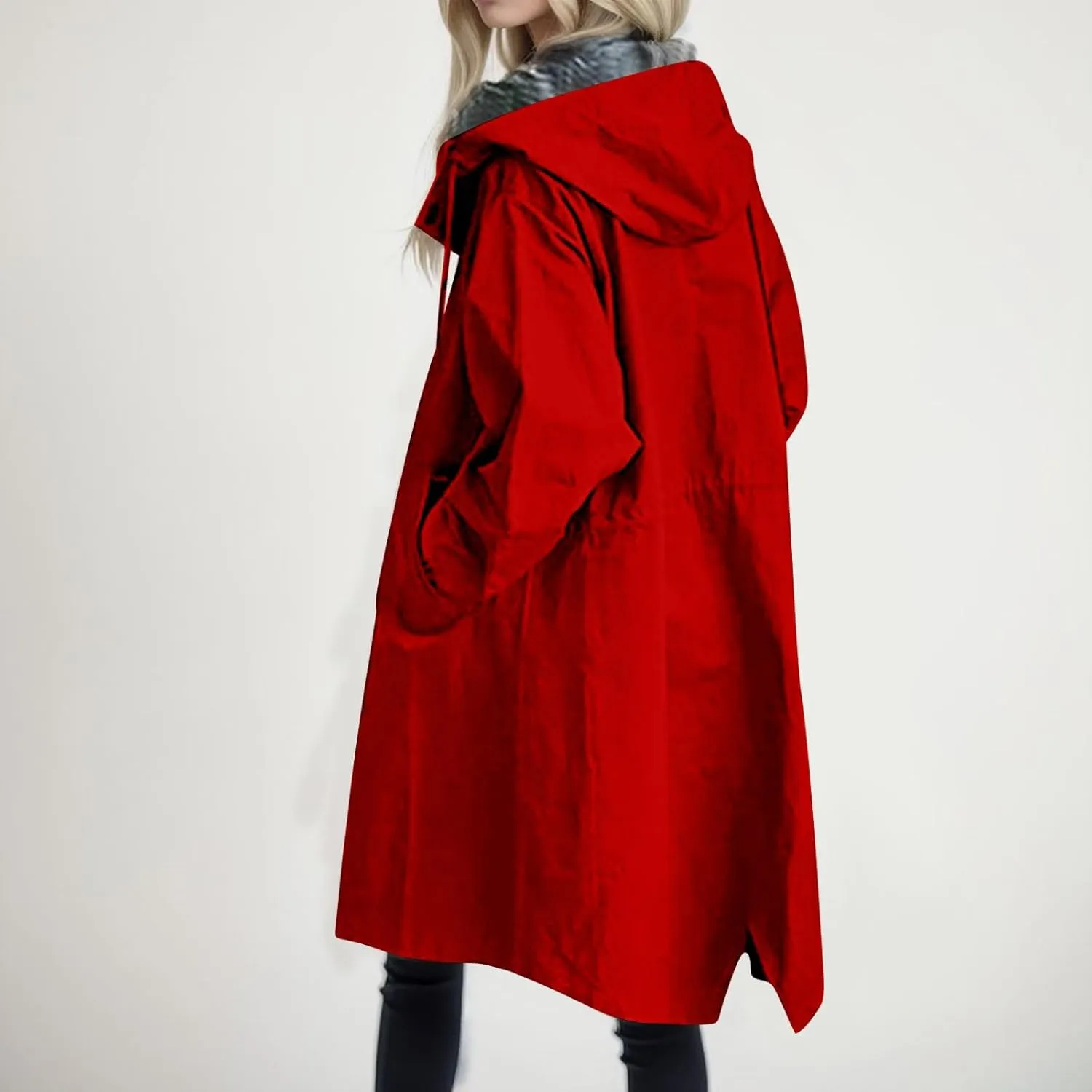 Fleece Jackets for Women Casual Fall Zip Up Light Coat Warm Mid Length Soft Cardigans Oversized Baggy Biker Coat Cozy