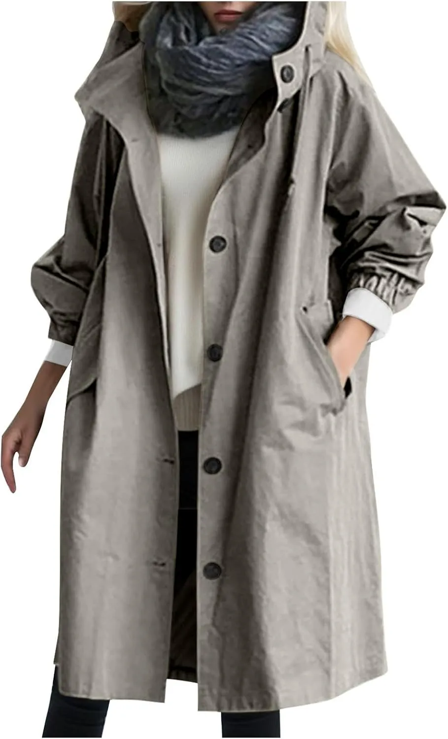 Fleece Jackets for Women Casual Fall Zip Up Light Coat Warm Mid Length Soft Cardigans Oversized Baggy Biker Coat Cozy