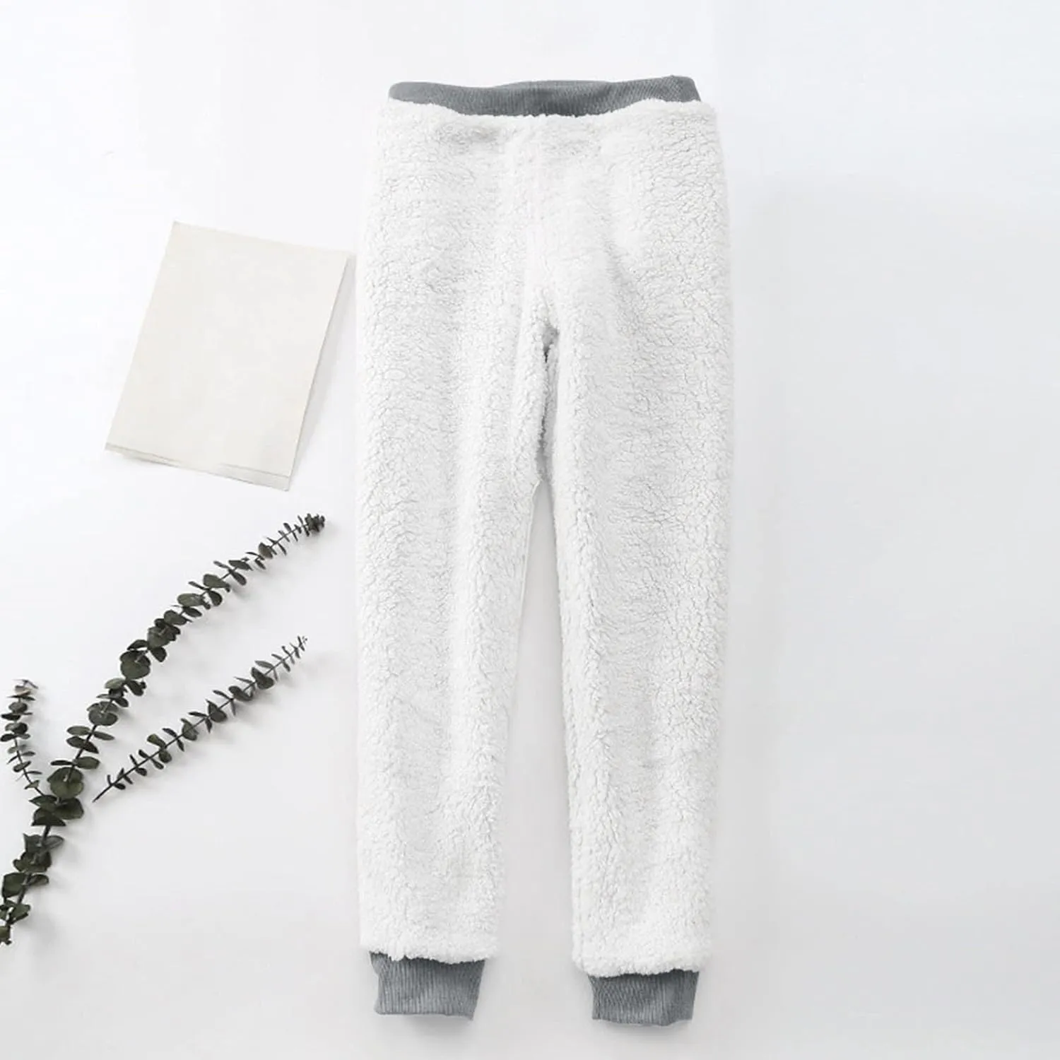 Fleece Lined Pants Women with Pockets Keep Warm Trousers Pants High Waist Stretchy Lined Thermal Full Fleece Pants