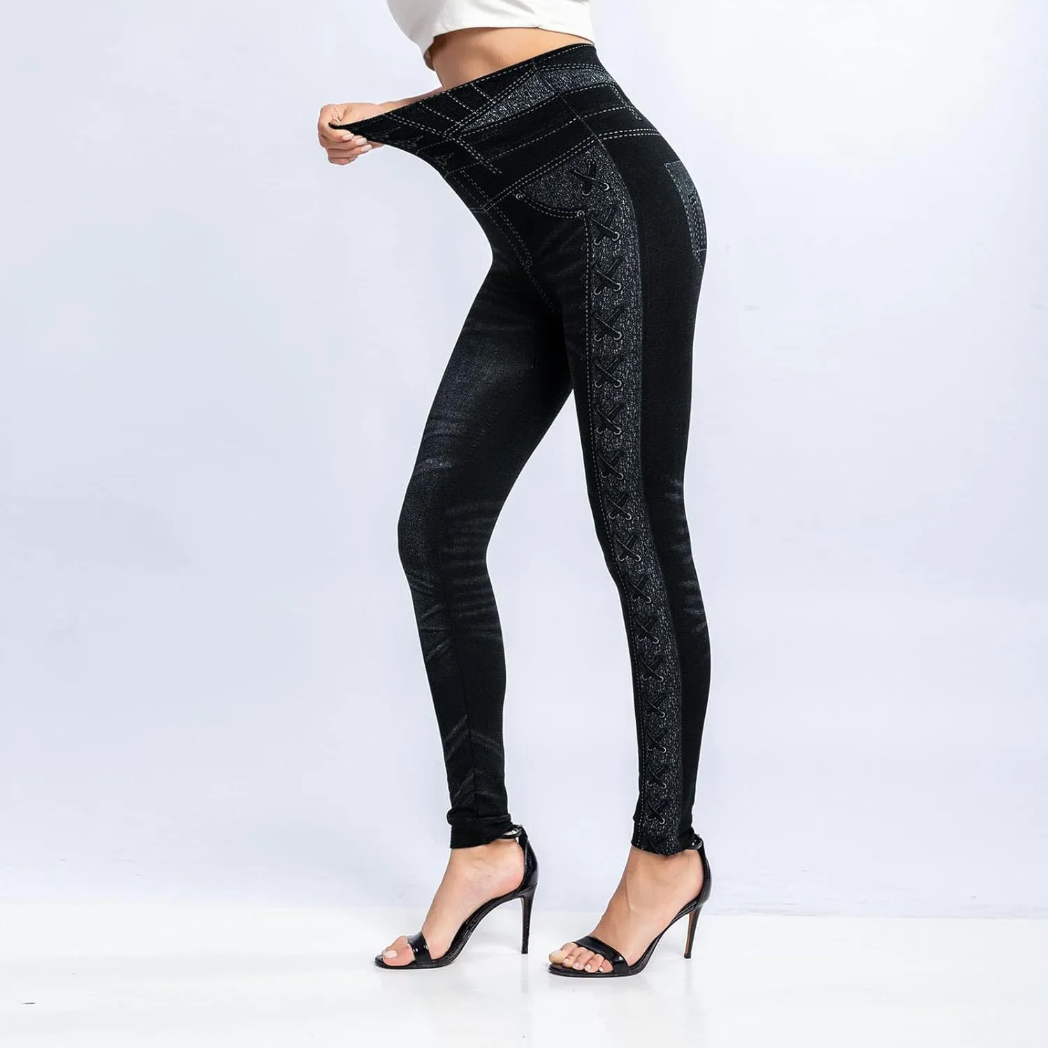 Fleece Tights Fitted Outfits Y2K Streetwear High Waisted Tummy Control Workout Yoga Pants Fleece