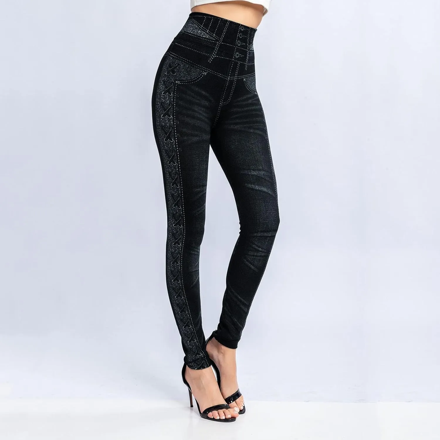 Fleece Tights Fitted Outfits Y2K Streetwear High Waisted Tummy Control Workout Yoga Pants Fleece