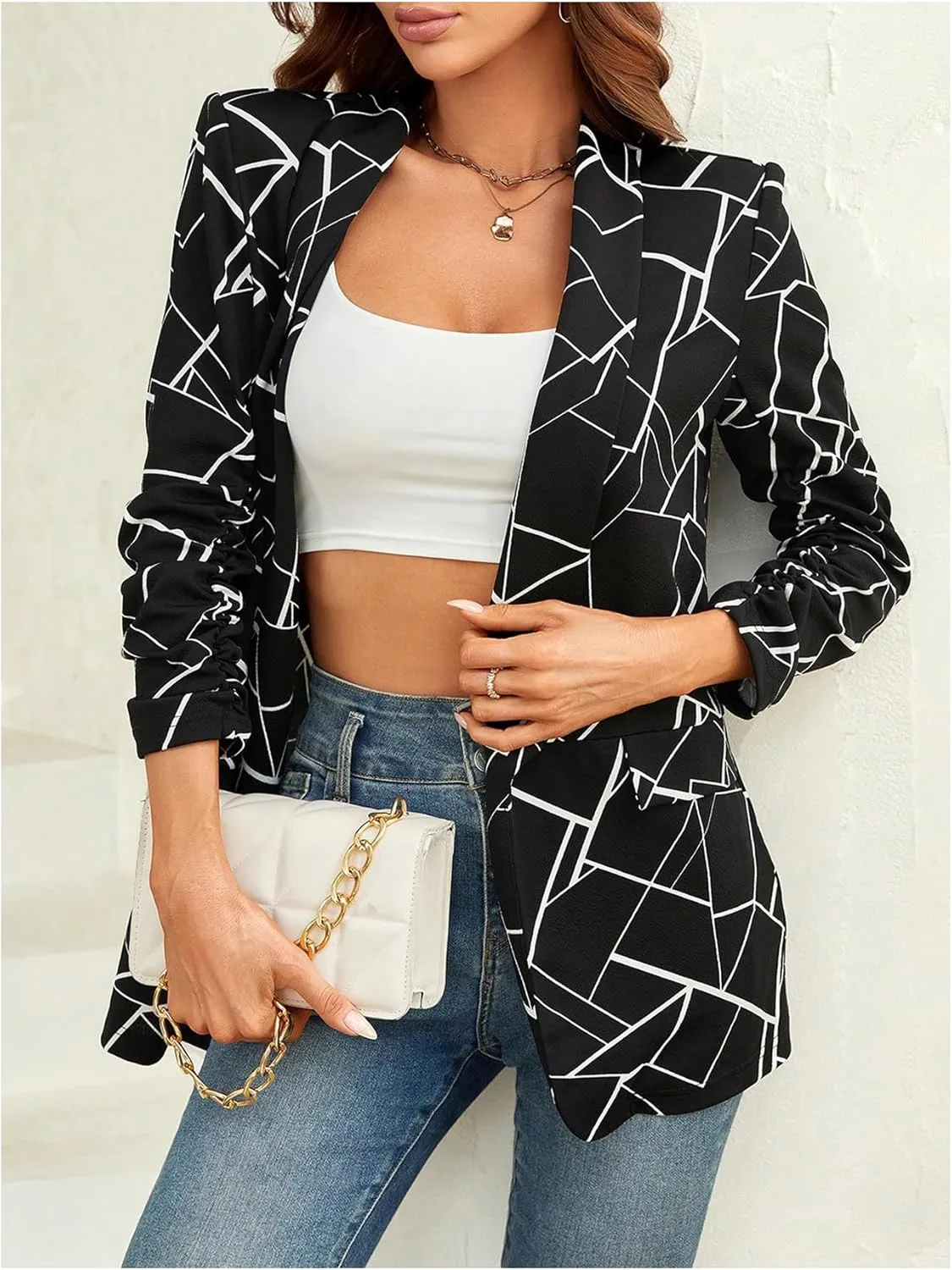 Floerns Women's Casual Long Sleeve Graphic Colorful Blazer Work Suit Jackets