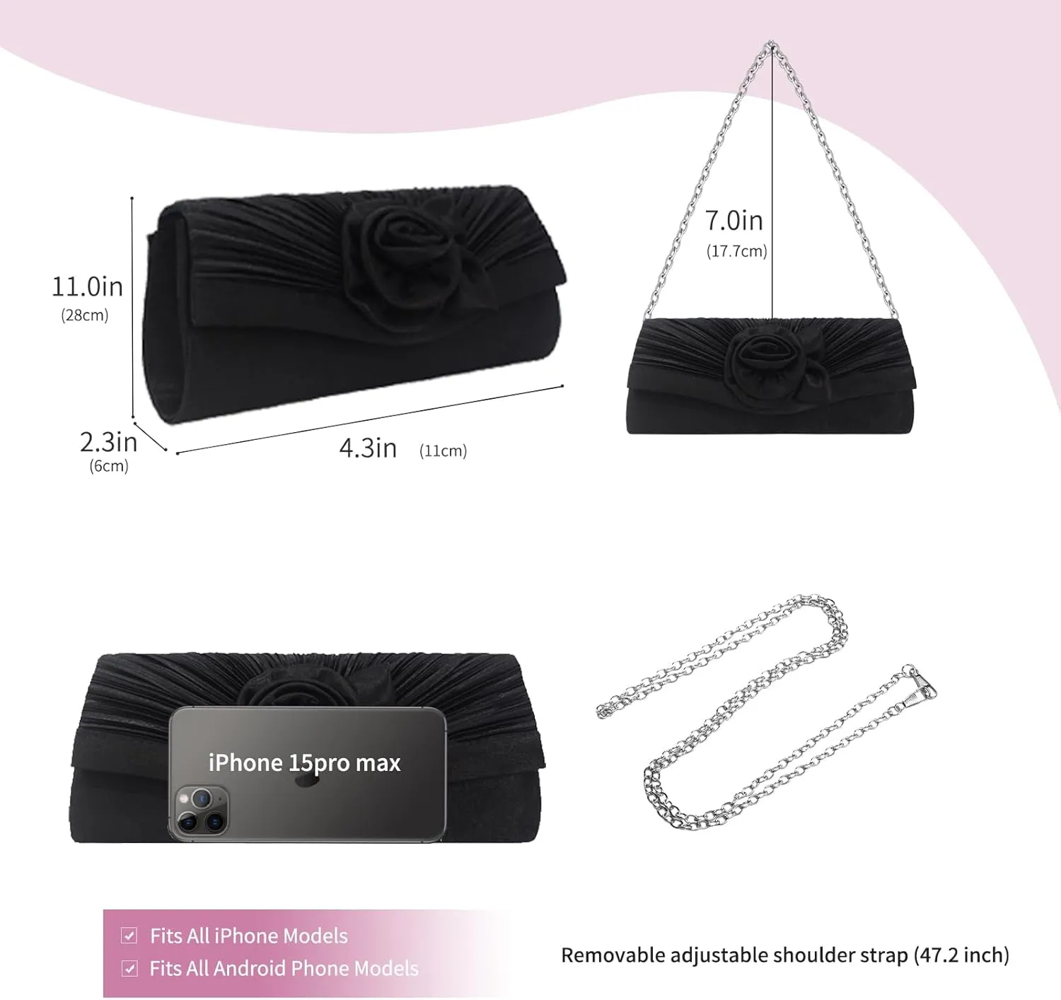 Floral Clutch Purses for Women Clutch Evening Bag Party Prom Handbags Bride Purse