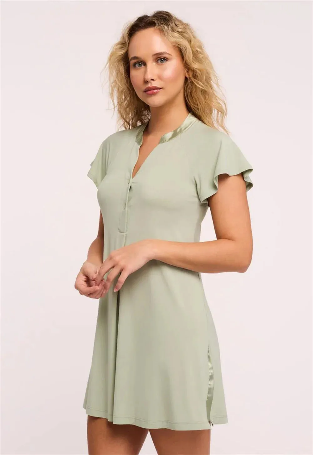 Fluttered Sleeve Nightshirt in Fern