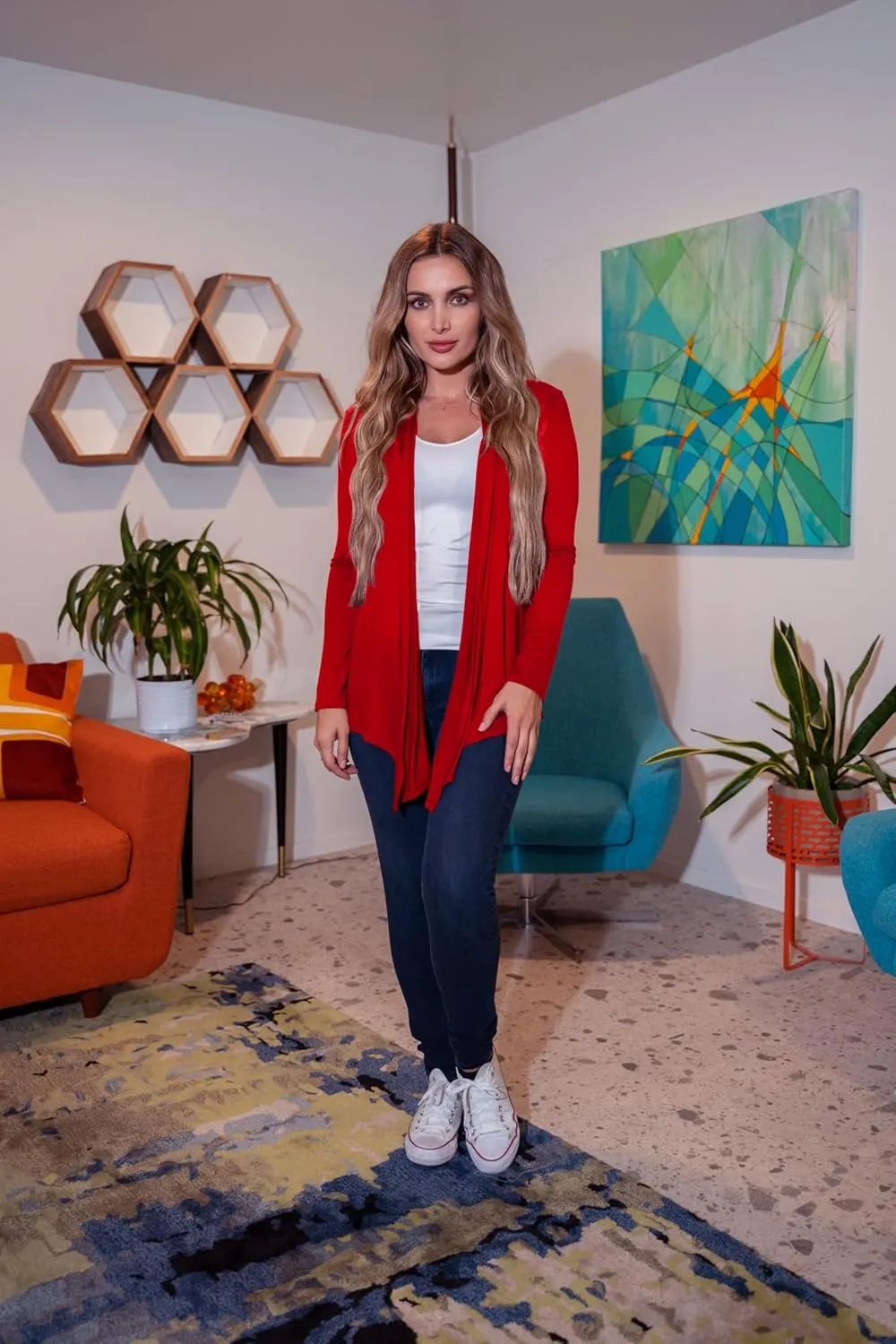 Free to Live 3 Pack Long Sleeve Cardigan for Women Open Front Dressy Casual Fall Draped Lightweight Sweaters Cover Up Shrugs