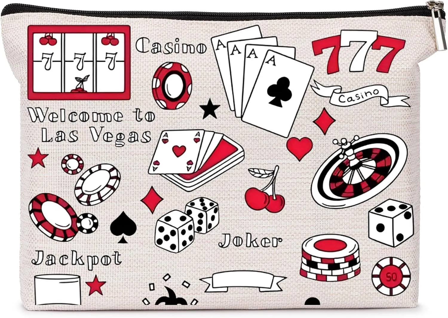 Funny Gifts Makeup Bag, Poker Chip Printed Makeup Bag with Zipper for Casino Lovers Gifts Christmas Birthday Gifts for Friends Casino Gambling Zipper Bag Travel Toiletry Bag