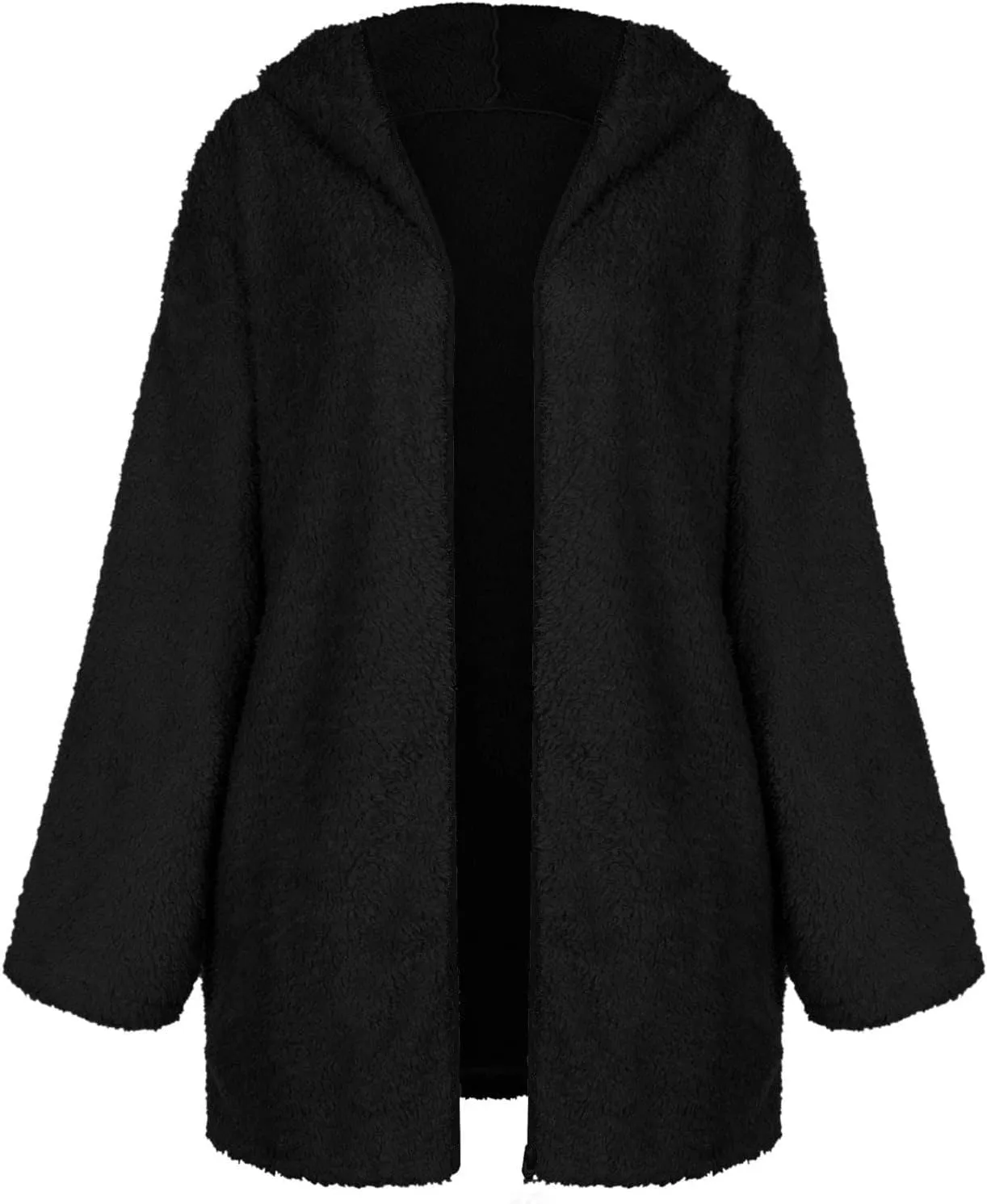 Fuzzy Fleece Jacket Women Full Zip Up Hooded Winter Coats Sherpa Lined Fluffy Hoodie Oversized Faux Fur Outerwear