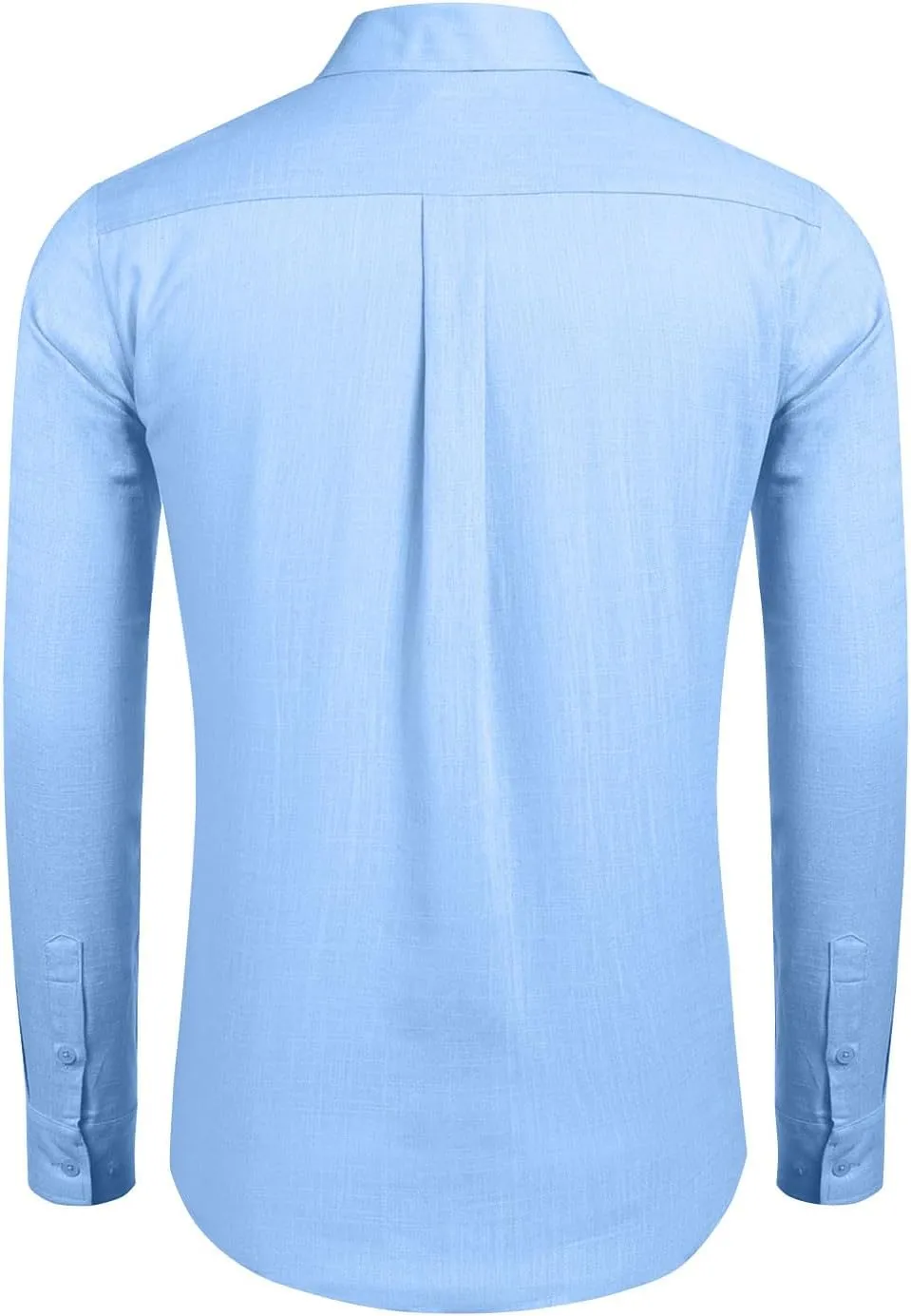 Generic Men Button Down Shirts Long Sleeve Fall Casual Dress Shirt Solid Color Textured Wrinkle-Free Untucked Shirt