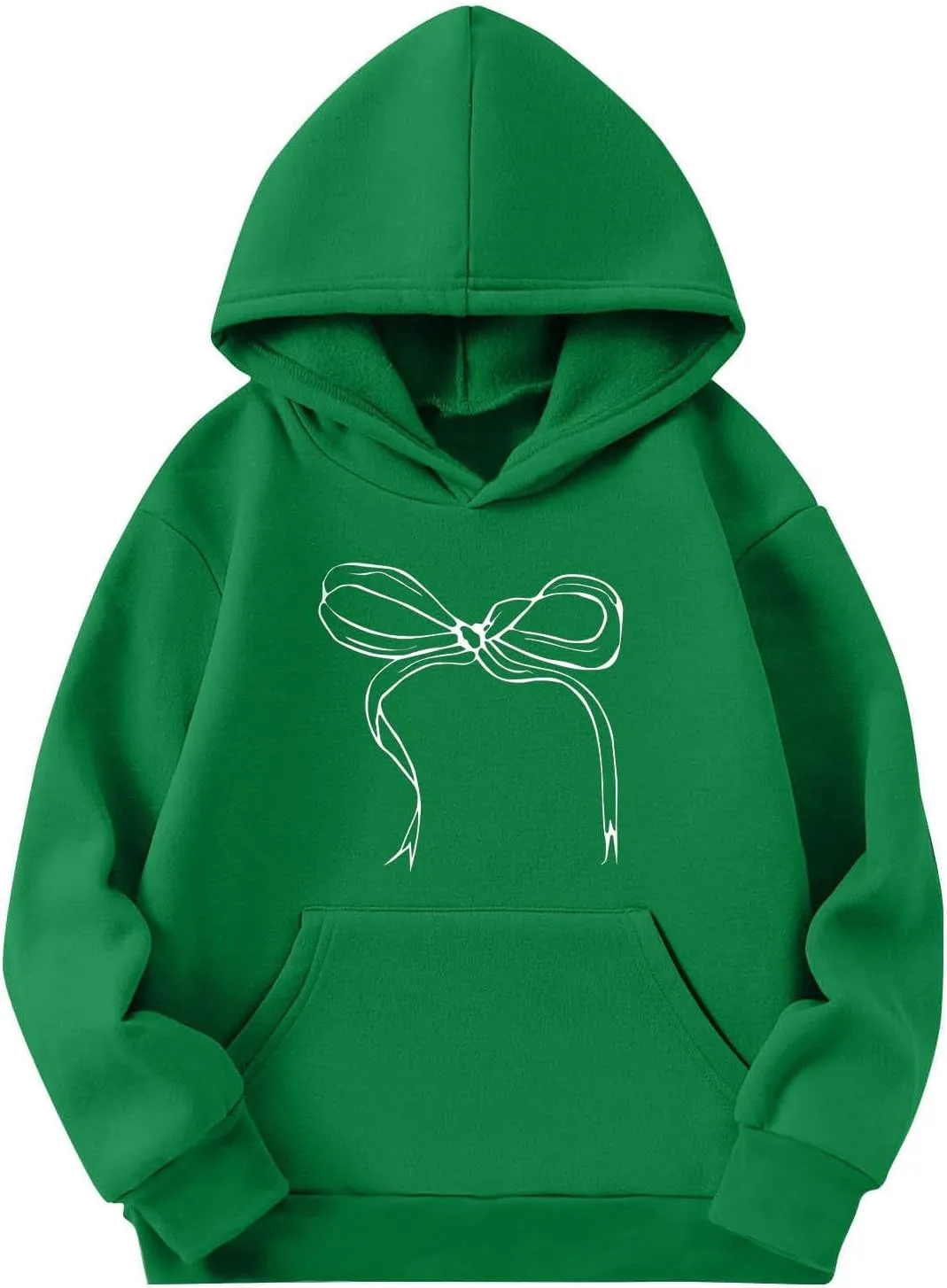 Girls Bow Printed Oversized Hoodies Loose Casual Long Sleeve Pullover Cute Sweatshirt Tops with Pocket for 5-14Y
