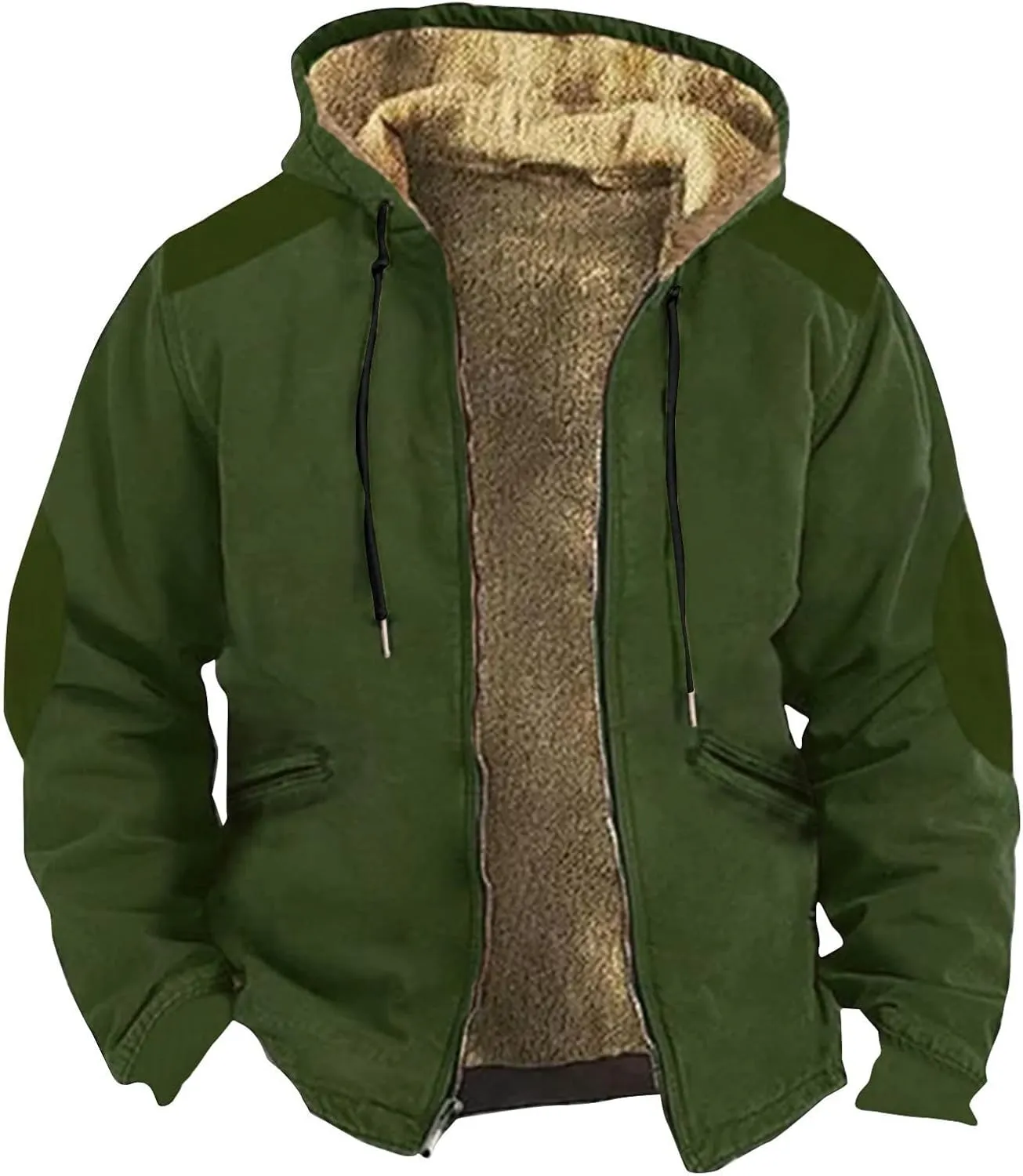 GOFULY Mens Winter Jacket Sherpa With Hood Warm Coats Fleece Zipper Hoodie Big And Tall Heavyweight Fall Outfits With Pockets