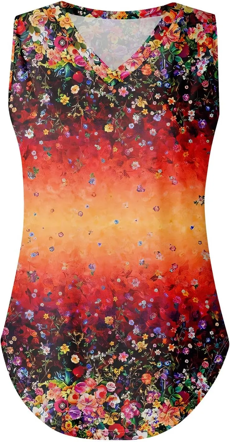 GOFULY Tank Top for Women Dressy V Neck Tops Loose Fit Sleeveless Floral Print Shirts Dressy Casual Summer 2025 Blouses