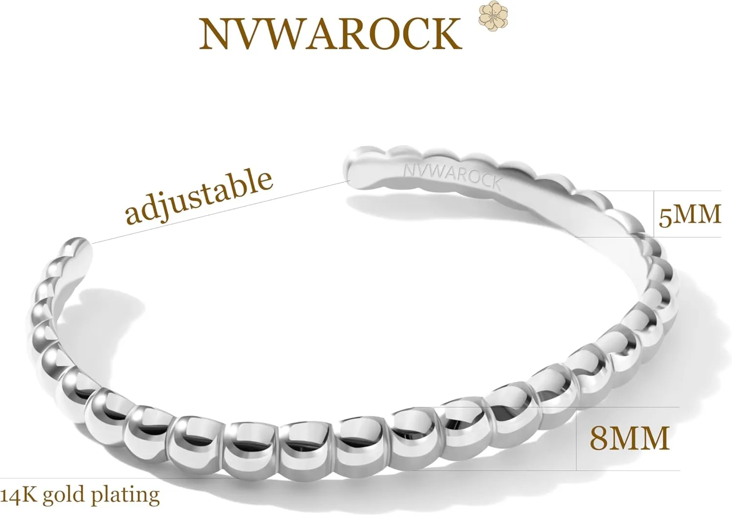Gold Cuff Bracelets Stackable Plain Dome Adjustable Open Bracelets for Women Classic Dainty Cute Oval Lightweight Polished Bracelet Gold and Silver