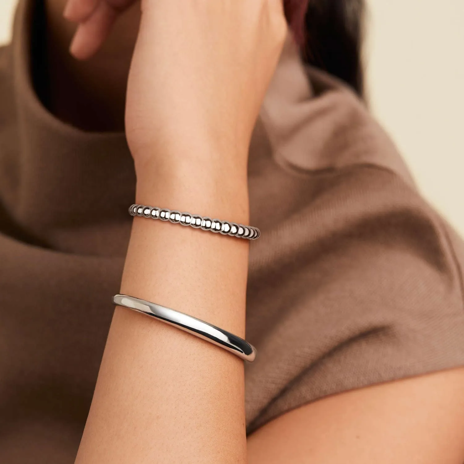 Gold Cuff Bracelets Stackable Plain Dome Adjustable Open Bracelets for Women Classic Dainty Cute Oval Lightweight Polished Bracelet Gold and Silver