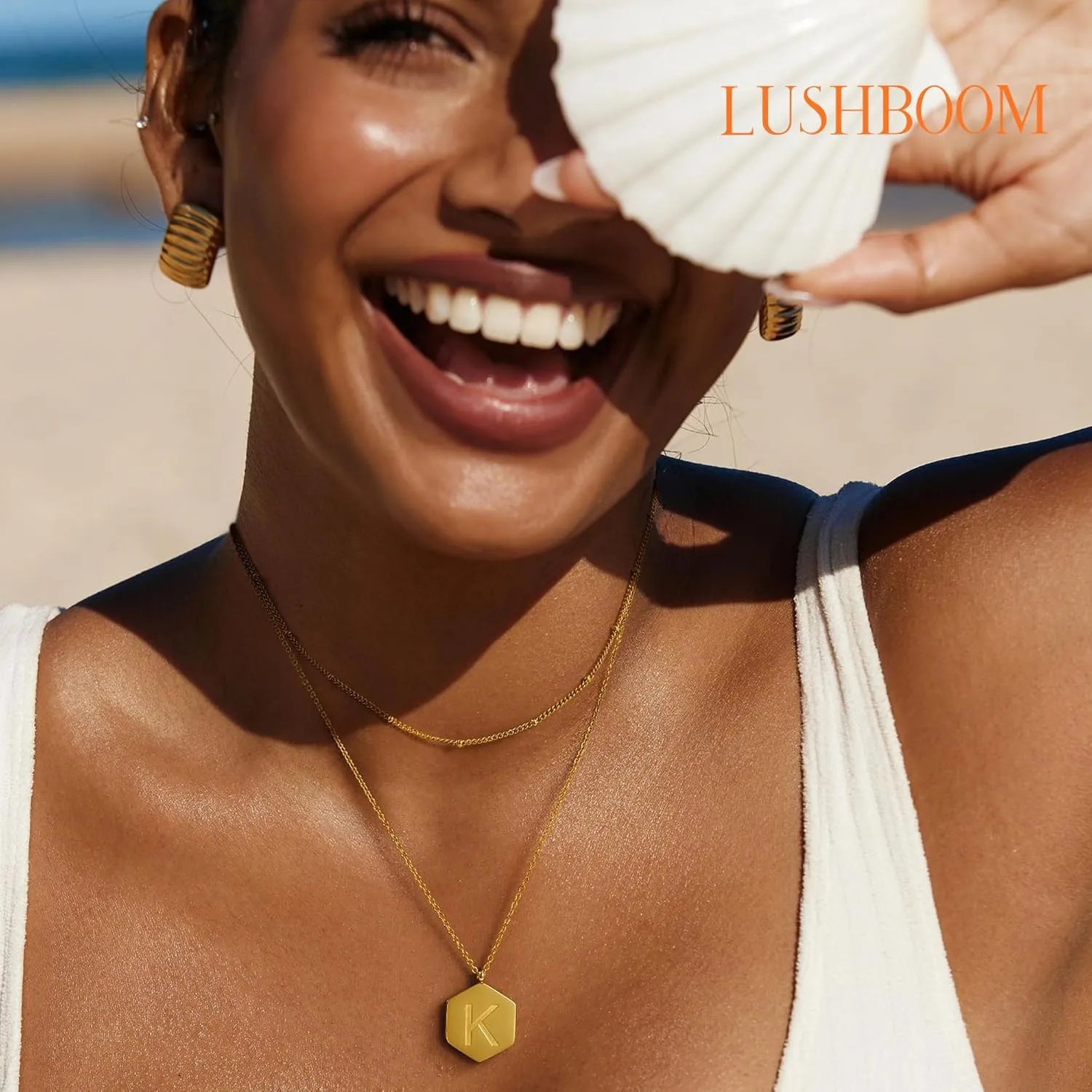 Gold Layered Pendant Necklace Women, 14K Gold Plated Link Chain Initial Personalized Necklaces for Women