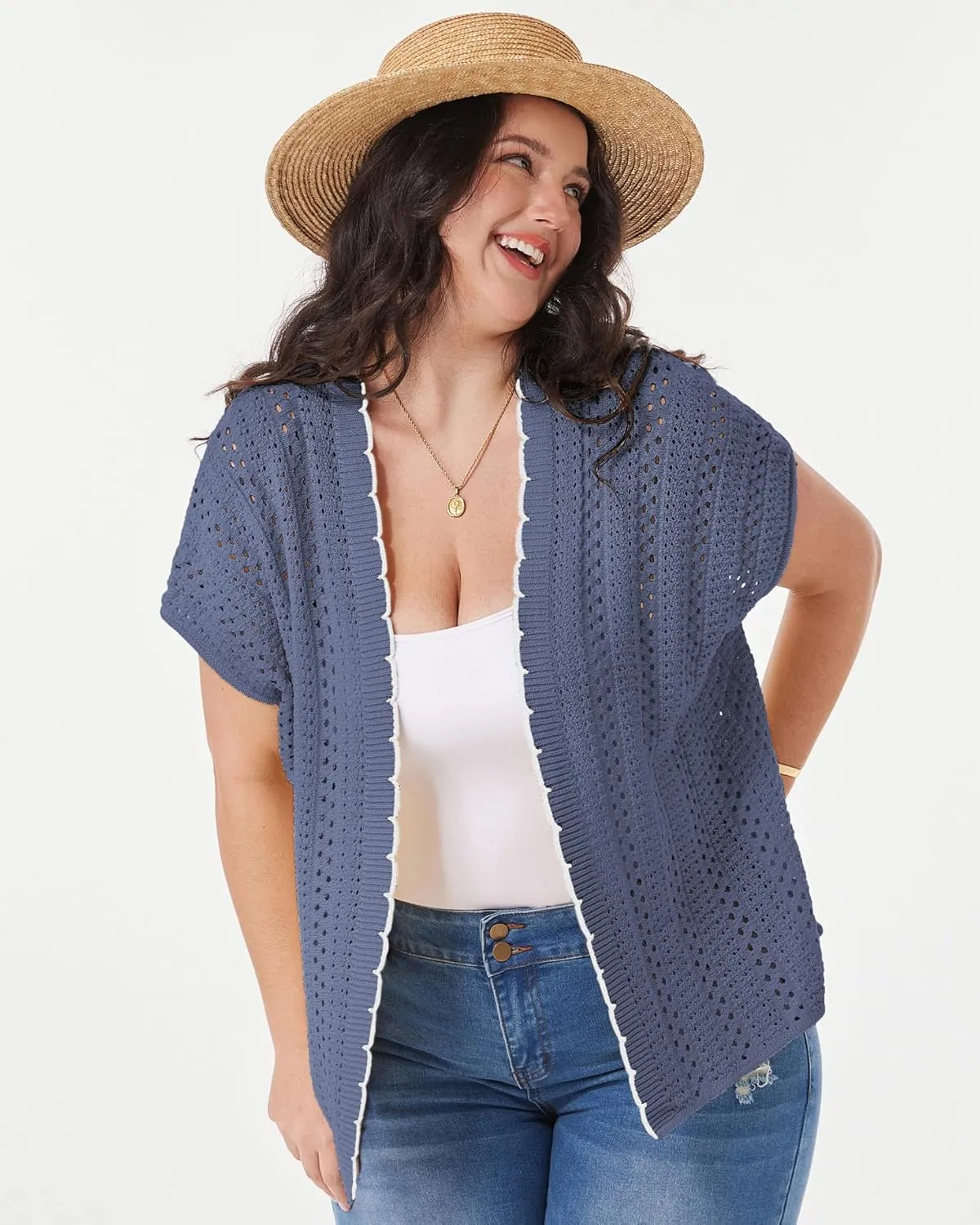 GRACE KARIN 2025 Womens Summer Lightweight Cardigan Sweater Crochet Short Sleeve Open Front Beach Knit Shrug Outwear