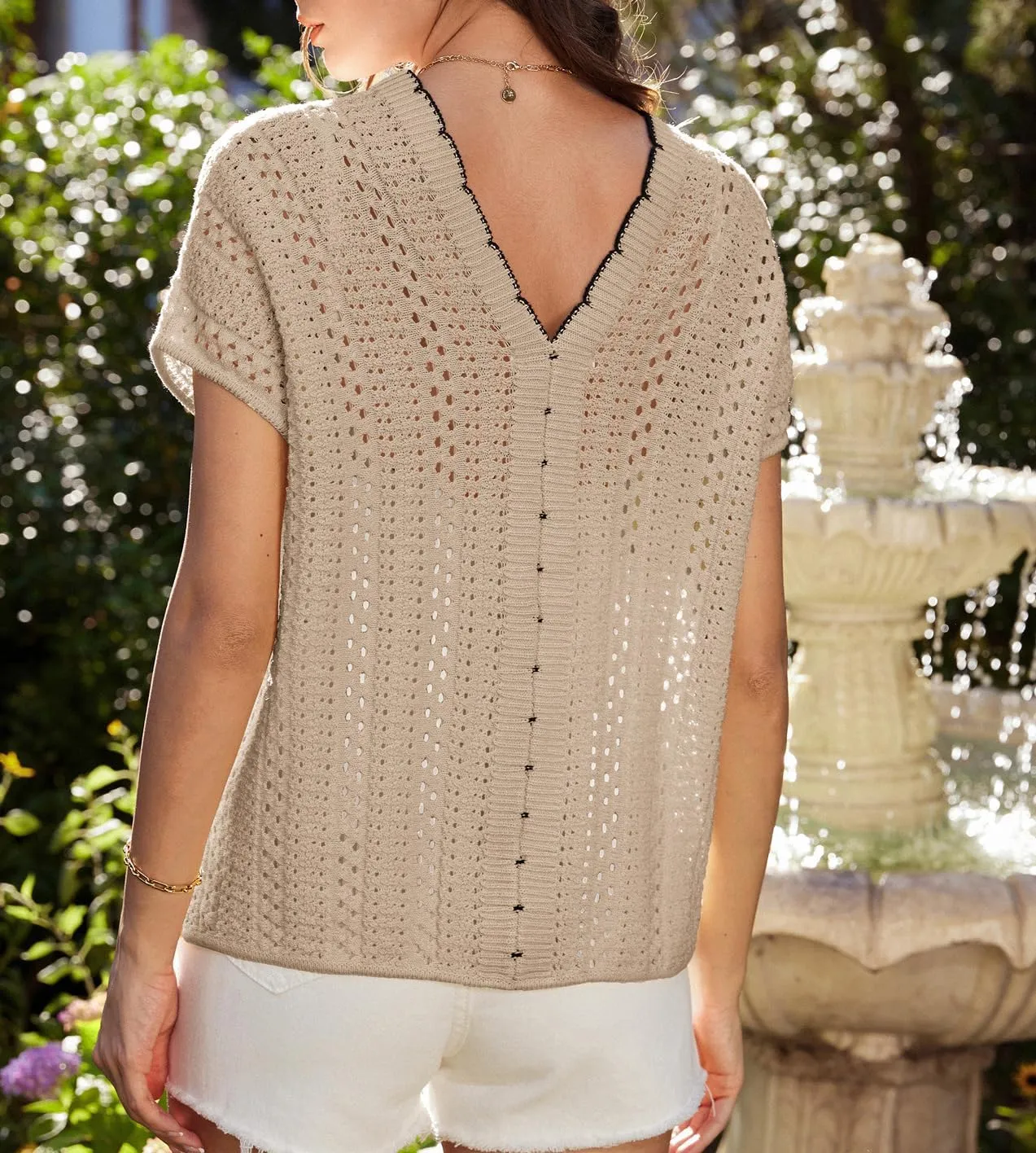 GRACE KARIN 2025 Womens Summer Lightweight Cardigan Sweater Crochet Short Sleeve Open Front Beach Knit Shrug Outwear