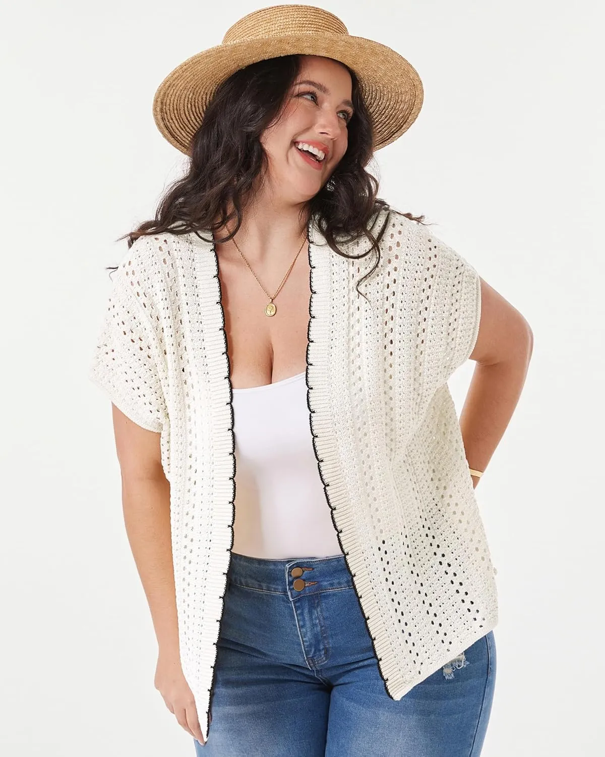 GRACE KARIN 2025 Womens Summer Lightweight Cardigan Sweater Crochet Short Sleeve Open Front Beach Knit Shrug Outwear