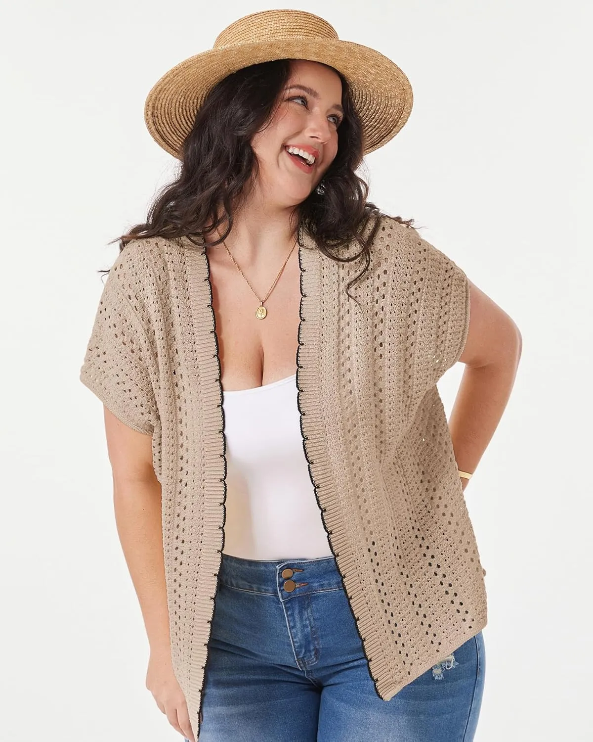 GRACE KARIN 2025 Womens Summer Lightweight Cardigan Sweater Crochet Short Sleeve Open Front Beach Knit Shrug Outwear
