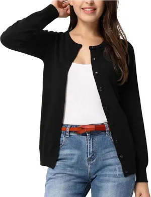 GRACE KARIN Women's Classic Long Sleeve Knit Cardigan Sweaters Casual Open Front Button Down Cardigan S-3XL