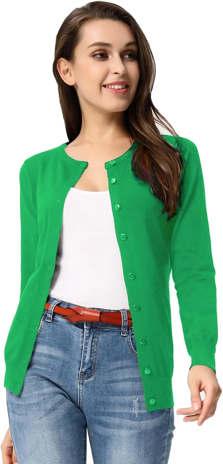GRACE KARIN Women's Classic Long Sleeve Knit Cardigan Sweaters Casual Open Front Button Down Cardigan S-3XL