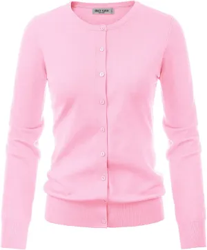 GRACE KARIN Women's Classic Long Sleeve Knit Cardigan Sweaters Casual Open Front Button Down Cardigan S-3XL