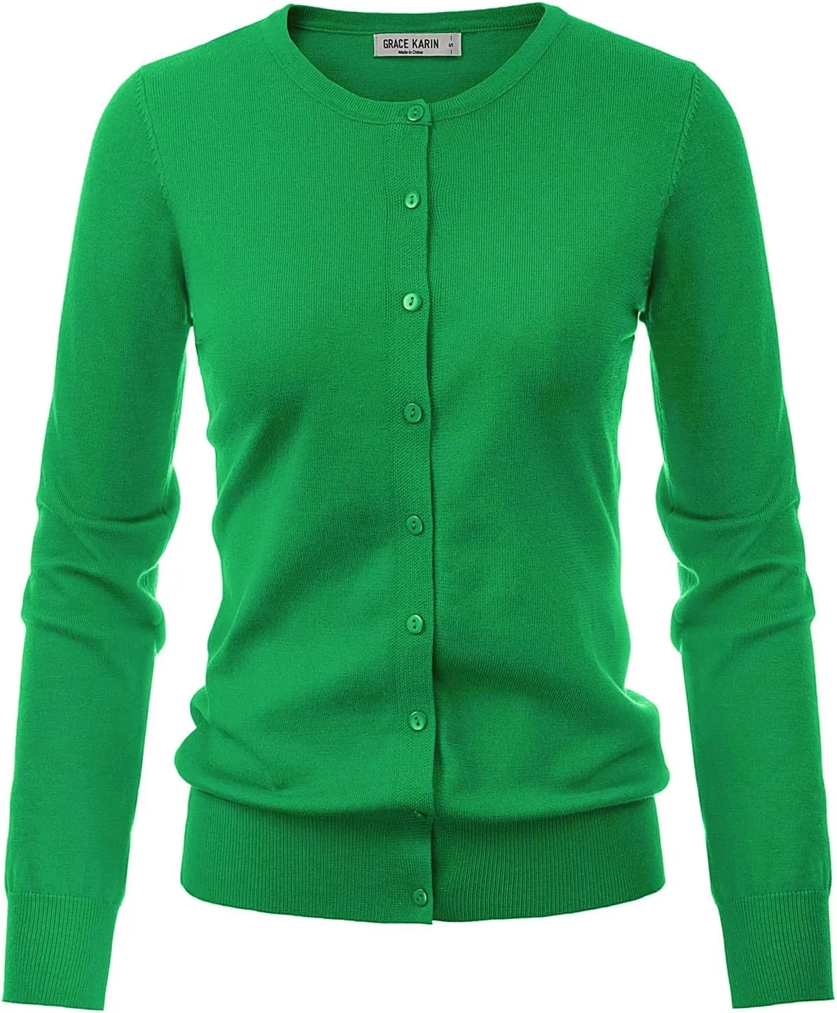 GRACE KARIN Women's Classic Long Sleeve Knit Cardigan Sweaters Casual Open Front Button Down Cardigan S-3XL