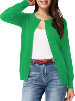 GRACE KARIN Women's Classic Long Sleeve Knit Cardigan Sweaters Casual Open Front Button Down Cardigan S-3XL