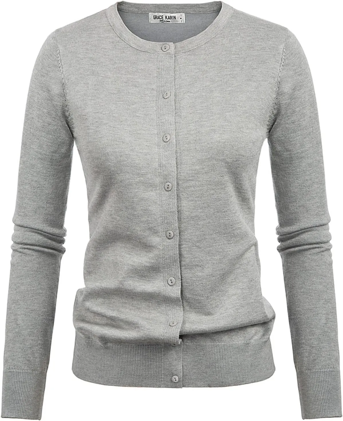 GRACE KARIN Women's Classic Long Sleeve Knit Cardigan Sweaters Casual Open Front Button Down Cardigan S-3XL