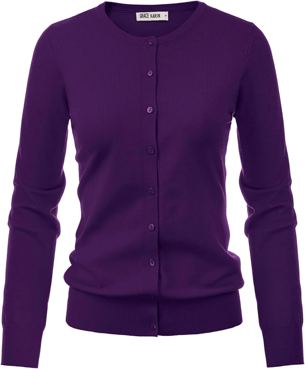 GRACE KARIN Women's Classic Long Sleeve Knit Cardigan Sweaters Casual Open Front Button Down Cardigan S-3XL