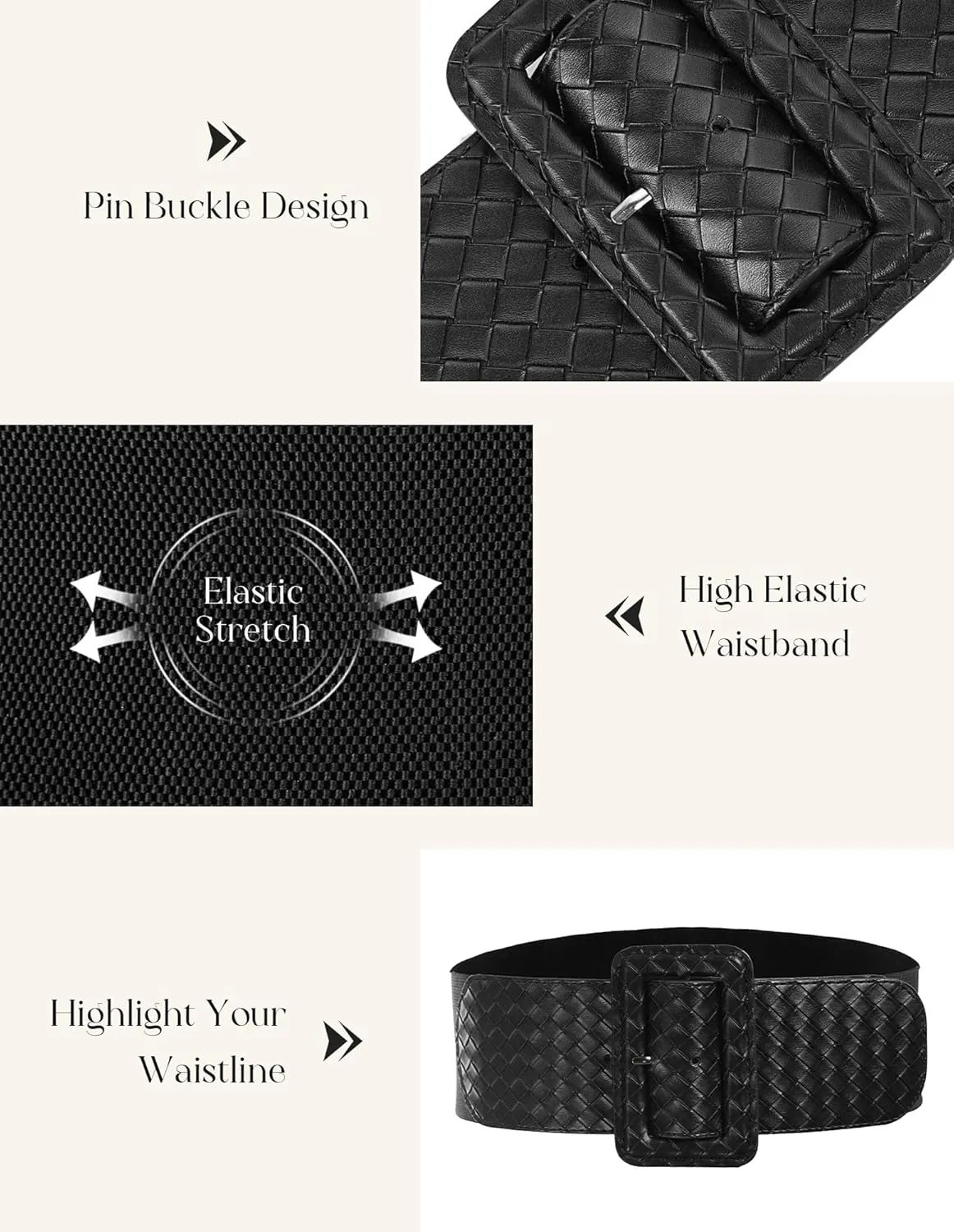 GRACE KARIN Women's Stretchy Belt 1950s 3 Inch Wide Elastic Belts