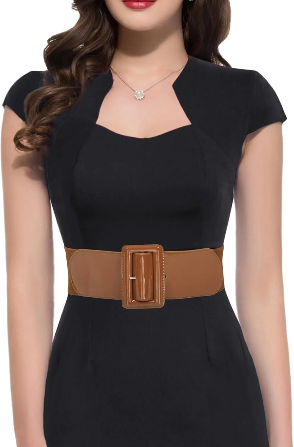 GRACE KARIN Women's Stretchy Belt 1950s 3 Inch Wide Elastic Belts