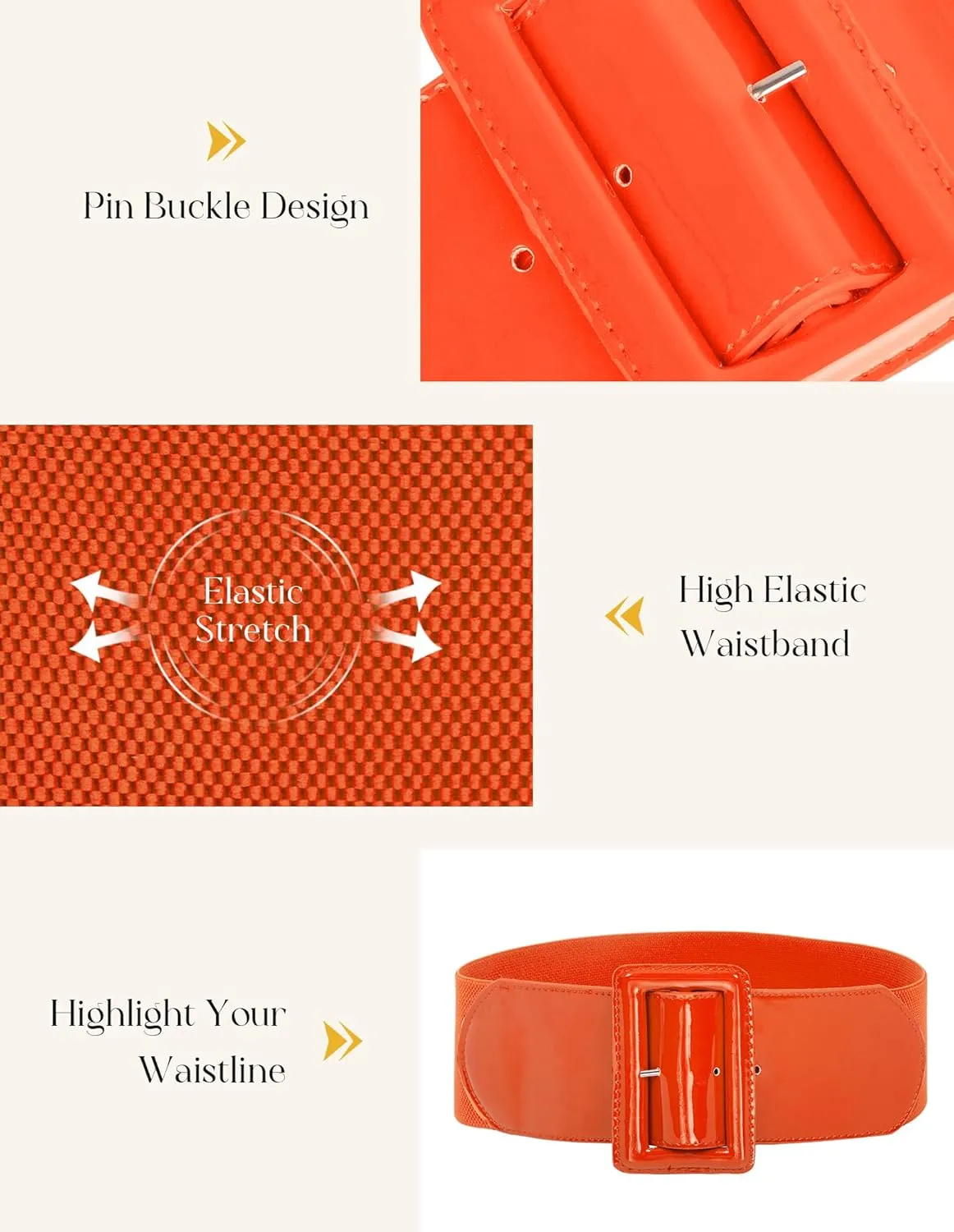 GRACE KARIN Women's Stretchy Belt 1950s 3 Inch Wide Elastic Belts