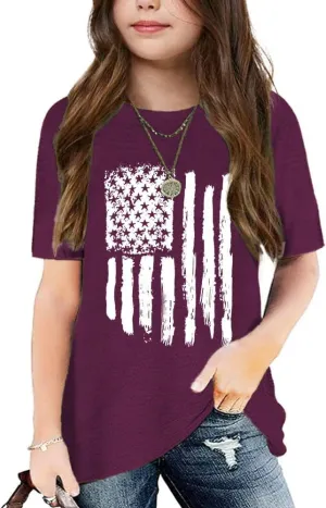 Graphic Tees for Girls Kids Summer Tops Crewneck Short Sleeve T Shirt 5-14 Years