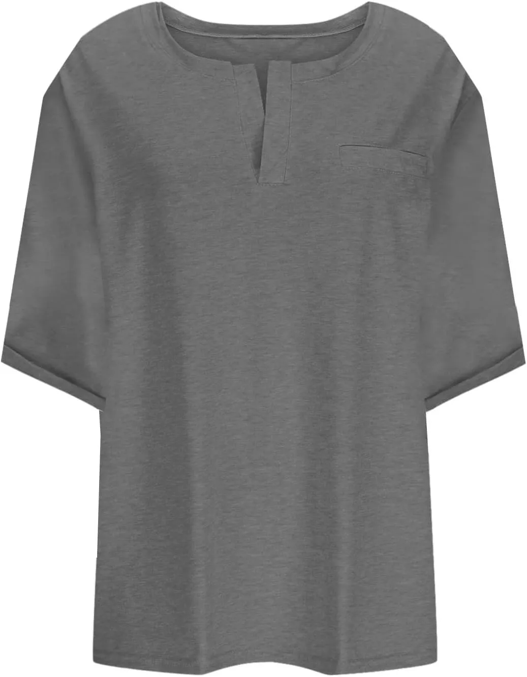 Half Sleeve Plus Size Tops for Women Notched V Neck Casual Loose Fit Tshirts Oversized Spring Summer Going Out Tees